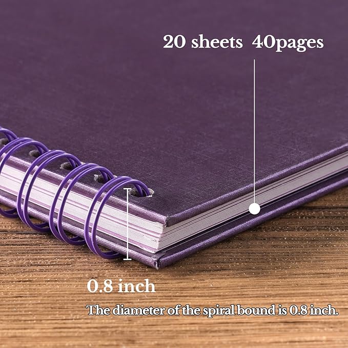 potricher 8 x 8 Inch DIY Scrapbook Album 40 Pages Hardcover Kraft Paper Scrap Book Photo Albums Memory Book for Wedding and Anniversary Family (Purple, 8 Inch)