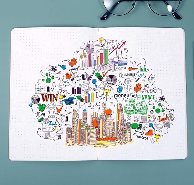 Large Colorful Dot Grid Notebook Journals Bulk with Thick Dotted Grid Paper, 60 Pages, 8.5x11 inch, Composition Diary Subject Notebooks Planner for Traveler Student Office, Journal Set, 12 Pack