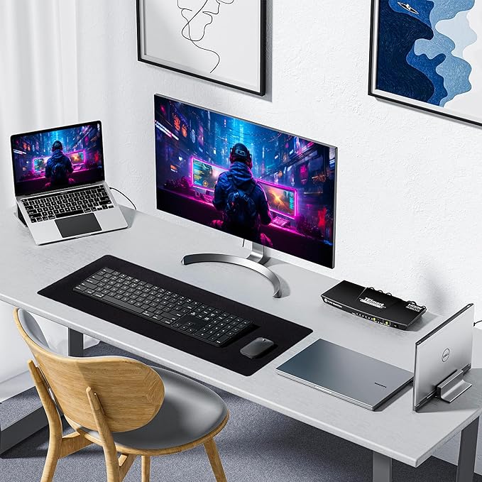 ALOANES Large Gaming Mouse Pad with Non-Slip Rubber Base,Stitched Edge,Desk mat for Laptop,Computer & PC, Wristing Pad for Gamer,Office & Home,Classic Black XXL 15.74''x35.43''x0.12''