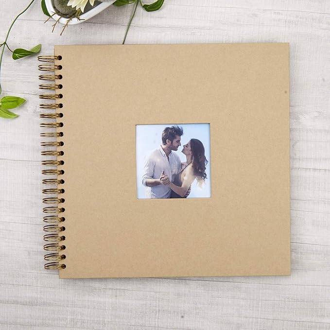 12 x 12 Inch Large DIY Scrapbook Photo Album with Window Design Cover 80 Pages Craft Paper Memory Book for Weeding Anniversary Travel and Baby (Brown)