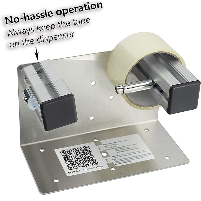 2''/3'' Desktop Table Top/Wall Mounted Tape and Label Dispenser, Large Desktop Tape Dispenser, Stainless Steel Frame with Sucktion Cup Sucker TTD-01