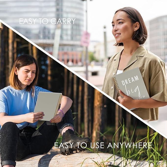 QLMX Dream Big Motivational Spiral Notebook, Inspirational Coworker Gifts Journal Notebook, Green Inspirational Notebooks for Work, Motivational Office Supplies Gifts for Women Men Employee, 5.5x8.3