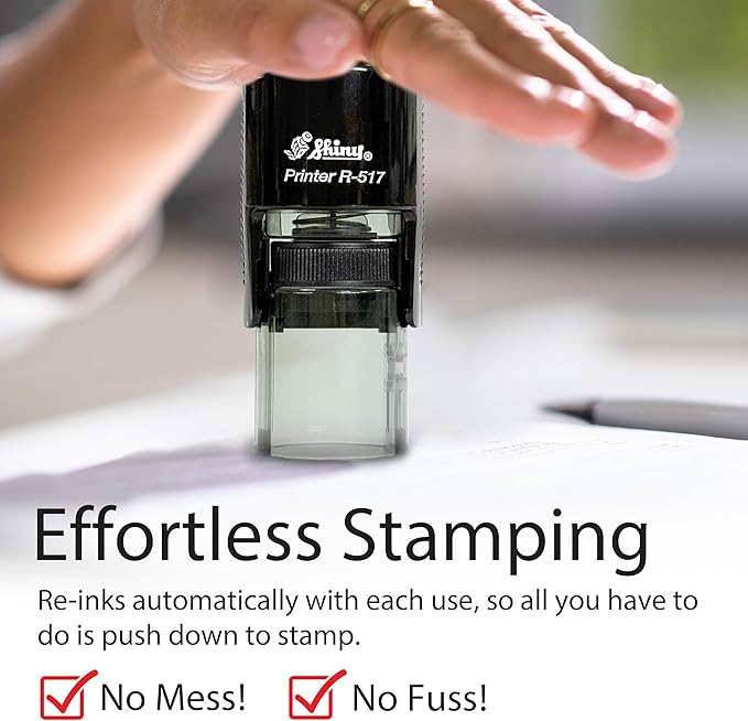 Shiny Gratuity Included Stamp, Round Self Inking Stamp for Restaurant, Bar and Retail, Blue Ink