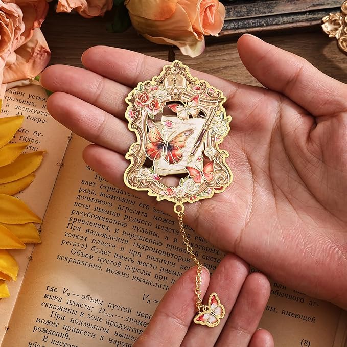 Metal Butterfly Bookmarks for Women - 4 Pieces Unique Cute Page Holder Book Marks for Teachers Students Teen Girl Gifts Book Reading Lovers Writers, Book Markers for School Office Home Supplies (4pcs)