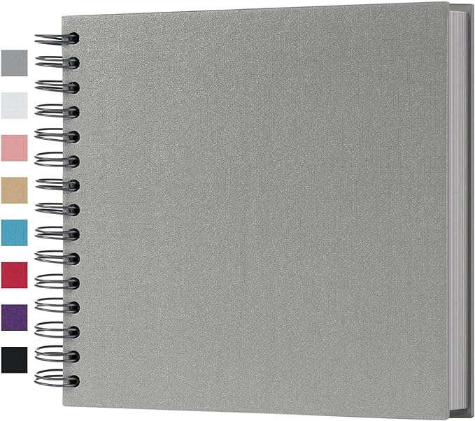 potricher 8 x 8 Inch DIY Scrapbook Photo Album 80 Pages Thick Kraft Blank Gray Paper Memory Book for Wedding and Anniversary Family (Gray, 8 Inch)