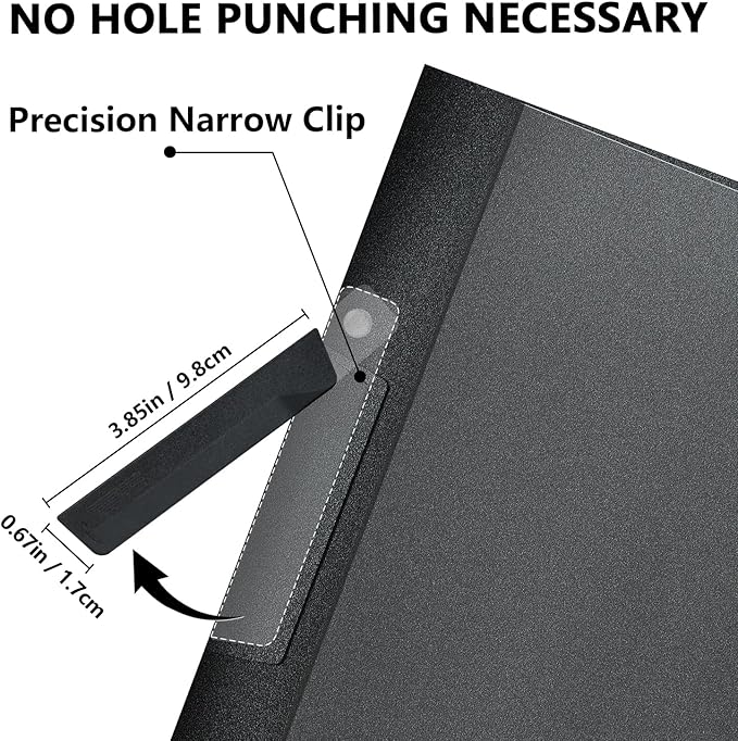 TOTiyea 25 Pack Clear Report Covers with Swing Clip, File Folder with Swing Clip, 30 Sheets Capacity, Slide Locking Report Covers, Letter Size (Black, 25 Pack)