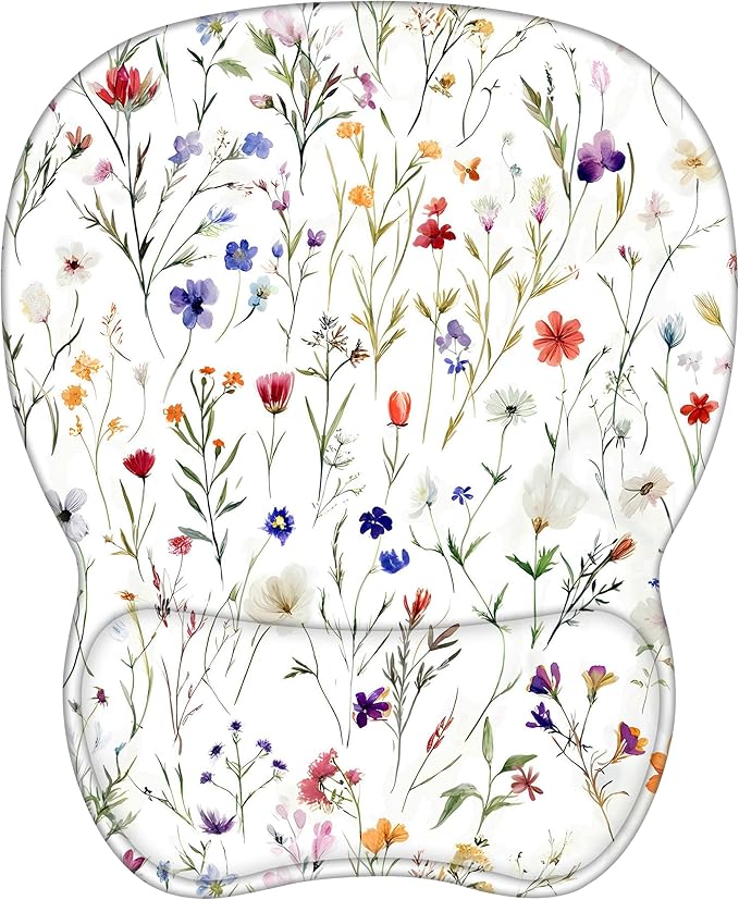 Floral Ergonomic Mouse Pad With Wrist Support | Comfortable Gel Wrist Rest for Computer and Laptop | Pain Relief Mousepad With Non-Slip PU Base for Gaming