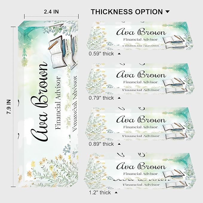 Custom Name Plate for Desk, Personalized Acrylic Office Name Sign with Name & Title, Elegant Desk Decor for Women Men, Employee Appreciation Gift (Teacher-4)