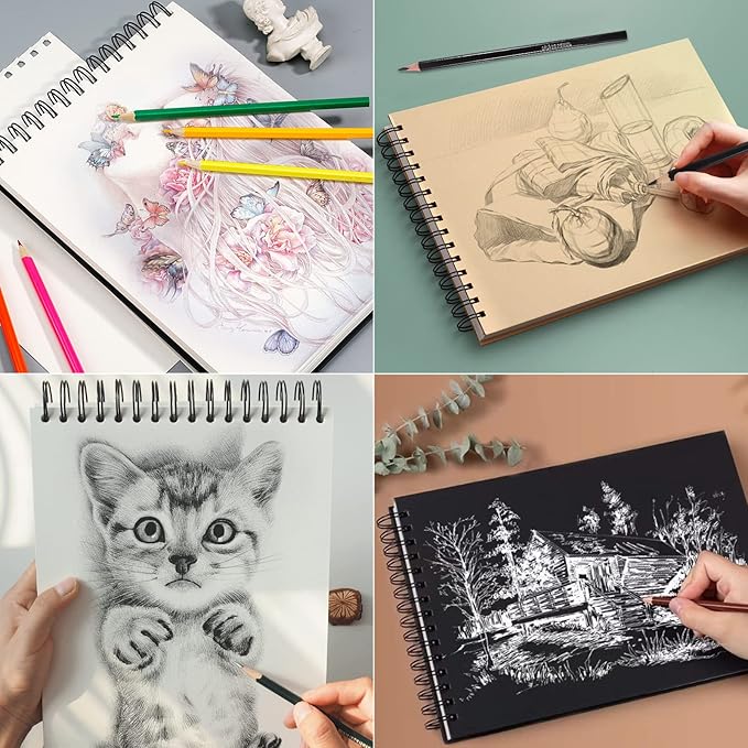 Sketch & Drawing Art Pencil Kit 52 Piece Set, 24 Color Pencil for Coloring Books, Pencil of Graphite & charcoal, 3-color Sketchbook, coloring book Etc, Art Supply Ideal for Adult Student Beginner Teen