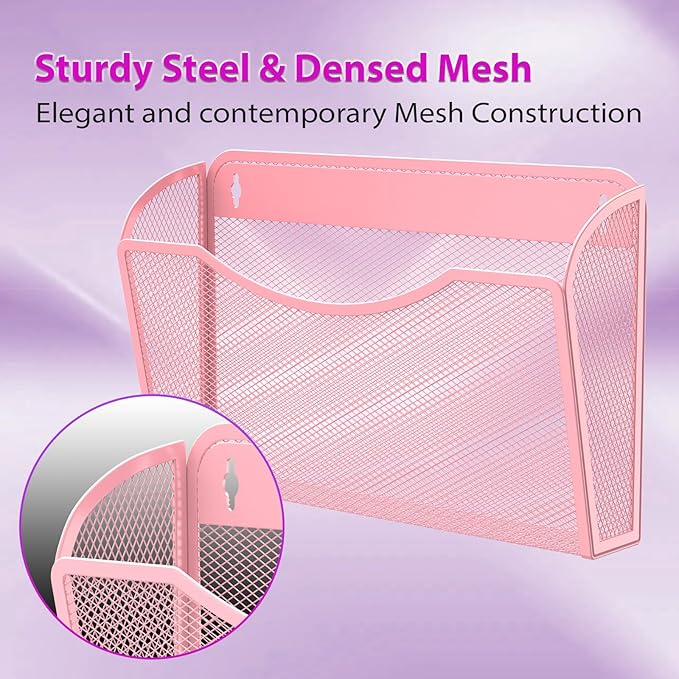 Wall File Organizer,Hanging Wall Mounted File Folder Binder Holder Mail Organizer for Office,Home and School Supplies