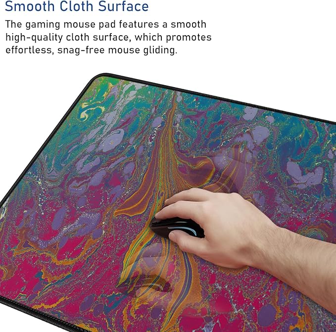 Large Extended Gaming Mouse Pad with Stitched Edges, Durable Non-Slip Natural Rubber Base, Waterproof Computer Keyboard Pad Mat for Esports Pros/Gamer/Desktop/Office/Home - Red Green