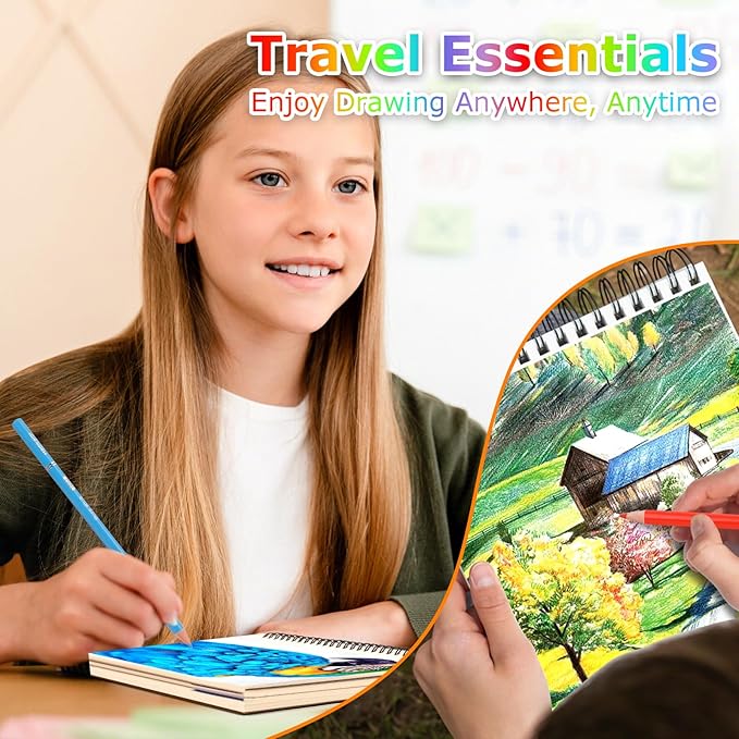 Hapikalor Drawing Pad for Kids, Sketch Pads 50 Sheets, 3-Pack Kids Travel Activities Spiral Bound Drawing Books Bulk 6" x 9 ", Drawing Paper for Kids 9-12