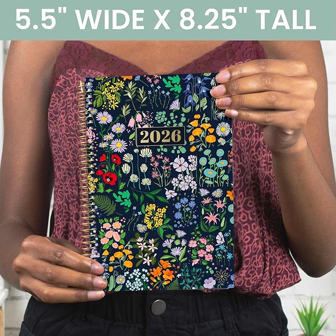 bloom daily planners 2026 Planner (January - December) Calendar Year Organizer - 5.5” x 8.25” - Weekly & Monthly Agenda Book with Stickers & Bookmark - Garden Party, Navy