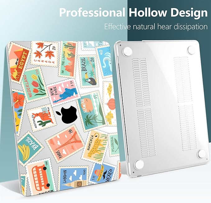 DONGKE Compatible with M4 MacBook Air 15 inch Case 2025-2023 A3241 A3114 A2941 M3 M2 Retina Display Touch ID, Plastic Hard Case & Keyboard Skin for MacBook Air 15" - Post Stamps