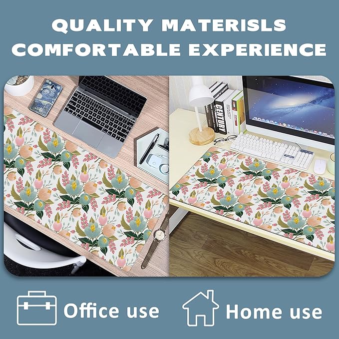 Large Mouse Pad Spring Flowers Extended Gaming Mouse Pad Desk Mat Stitched Edges Mousepad Non-Slip Rubber Base Keyboard Pad for Laptop Computer PC 35.4 x 15.7 inches