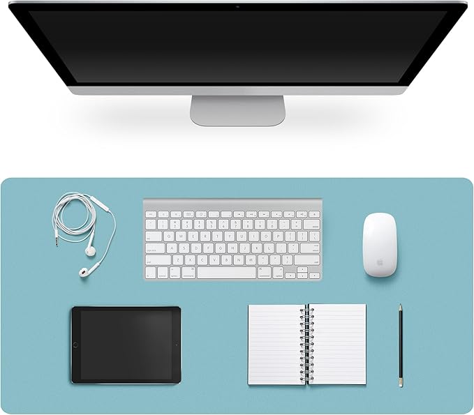 Leather Desk Pad Protector,Non-Slip Desk Pad,on-Slip PU Leather Large Mouse Pad,Easy Clean Desk Protecor Mat,Writing Pad for Office Work/Home/Decor(Pale Green, 35.4" x 17")