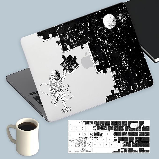 KEROM Compatible for MacBook Air 15 Inch Case 2025 2024 2023 M4 M3 M2 A3241 A3114 A2941, MacBook Air M4 15 inch Case, Cute Aesthetic Plastic Hard Shell & Keyboard Cover for Mac Air 15, Space Puzzle