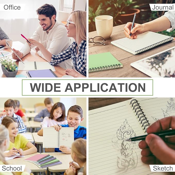 Yahenda 4 Pcs Spiral Notebook Bulk A5 Journal Lined 8.3'' x 5.5'' Writing Composition Paper Small Notepad Subject Notebook for Students Office Business Back to School Supplies (Pastel Colors)