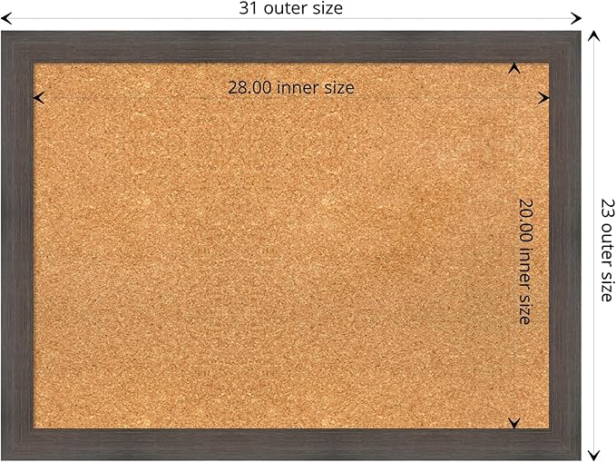 Amanti Art Natural Cork Board for Wall, 23x31 Vision Board with Brown Wood Frame, Medium Corkboard Office Decor for Home Organization, Rustic Farmhouse Corkboard Pinboard to display items for home