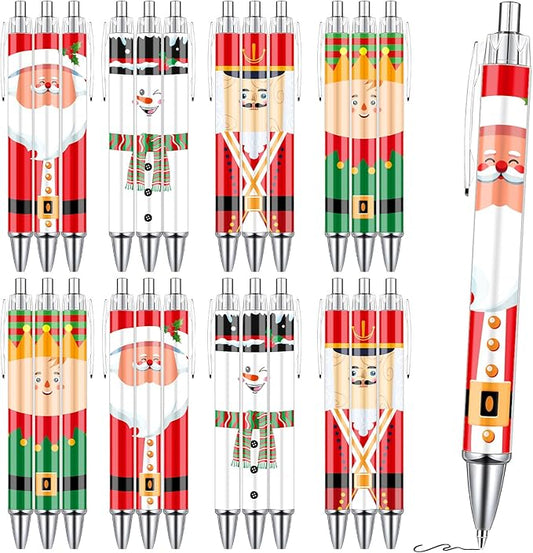 Christmas Characters Ballpoint Pens Gifts - Wxiben 36 Pcs Christmas Pens Set Snowman Nutcracker Santa Retractable Smooth Writing Pen Gift for Women Men Office Classroom Home Students Party School