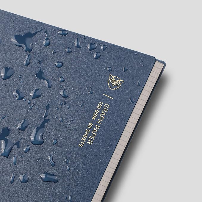 EMSHOI Graph Spiral Notebook 4 Pack, A5 Graph Paper Notebook/Journal, Waterproof PVC Cover, 100GSM Thick Paper, with Free Sticky Notes, 80 Sheets/160 Pages Per Book, 5.7" x 8.22", Coffee Blue