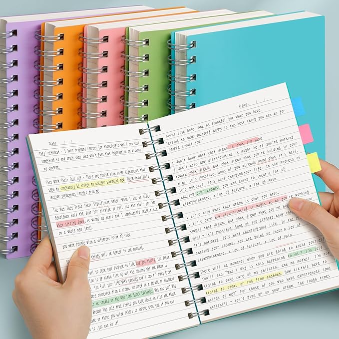 AHGXG Spiral Notebook - A5 Notebook College Ruled, Small 5.7" X 8.22", 300 Pages/150 Sheets Thick Notebook Journal, 100GSM Lined Paper, Plastic Hardcover, for Work Office School Writing Notes, Green