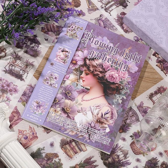 Vintage Ephemera Sticker 24 Sheets precut 300 washi Stickers Paper Girls Journal Stickers for Adults Junk Journal Sticker Book Scrapbooking Supplies