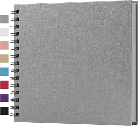 potricher 8 x 8 Inch DIY Scrapbook Album 40 Pages Hardcover Kraft Paper Scrap Book Photo Albums Memory Book for Wedding and Anniversary Family (Gray, 8 Inch)