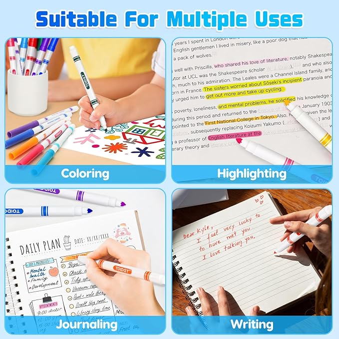 200 PCS Washable Markers for Kids, Colored Markers Bulk for School, Thin Marker Set in 10 Assorting Colors, Fine Line Marker with Conical Tip, Back to School Supplies, Classroom Must Haves