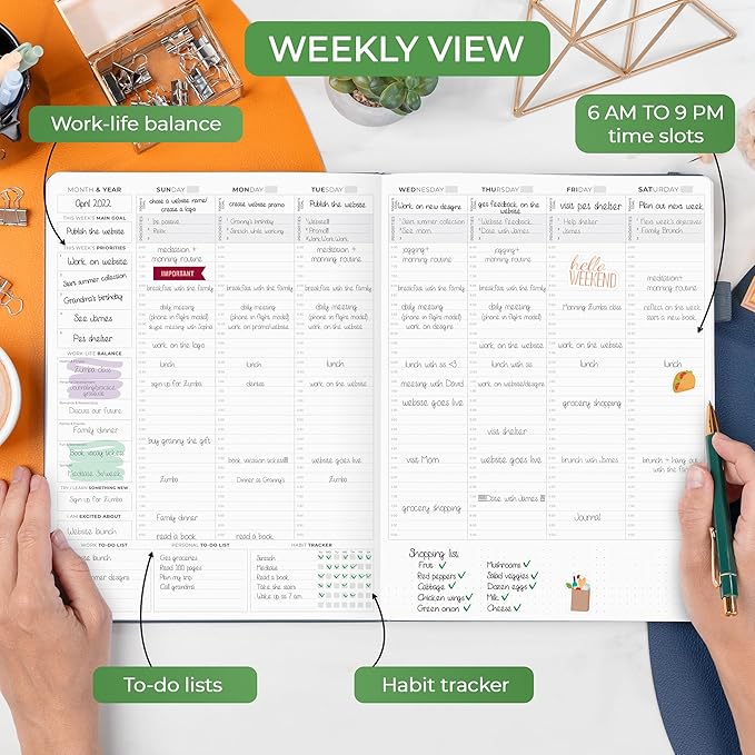 Clever Fox Hourly Planner PRO Premium – Undated Schedule Planner with Daily Time Slots – Personal Organizer Notebook for Time Management – Weekly & Monthly Life Journal, A4 size (Silver Black)