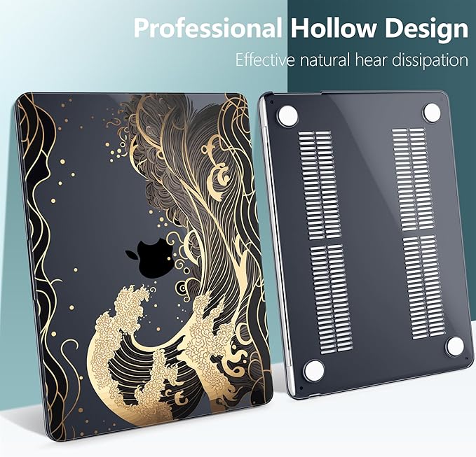 DONGKE Compatible with M4 MacBook Air 15 inch Case 2025 2024 2023 A3241 A3114 A2941 M3 M2 Liquid Retina Display Touch ID, Plastic Hard Case & Keyboard Skin & Screen Protector - Sea Waves