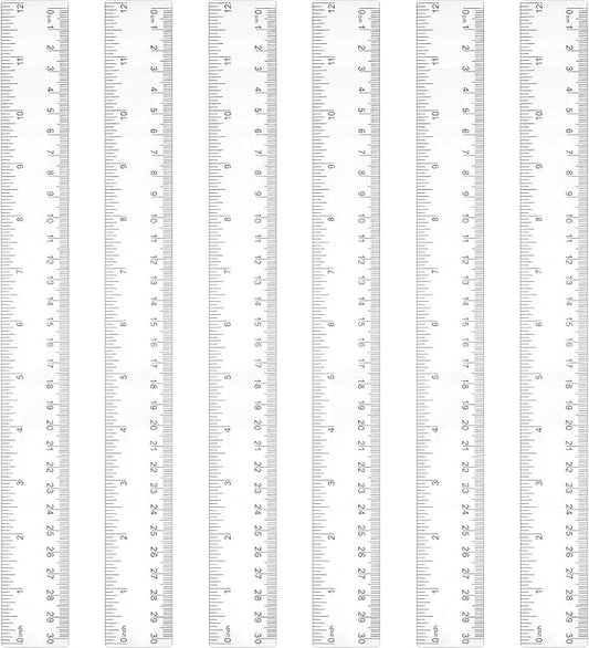 Zonon 6 Pcs 12 Inch Ruler Bulk Plastic Flexible Straight Metric Rulers with Centimeters and Inches Drafting Measuring Tool for Classroom School Students Education (Clear)