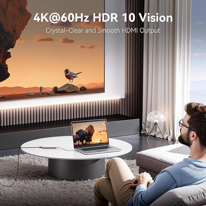 USB C Hub HDMI USB Adapter, 9 in 1 Dock with HDMI 4K@60Hz, SD/TF Card Reader, USB C Port,100W PD and 4 USB Ports (Pink)