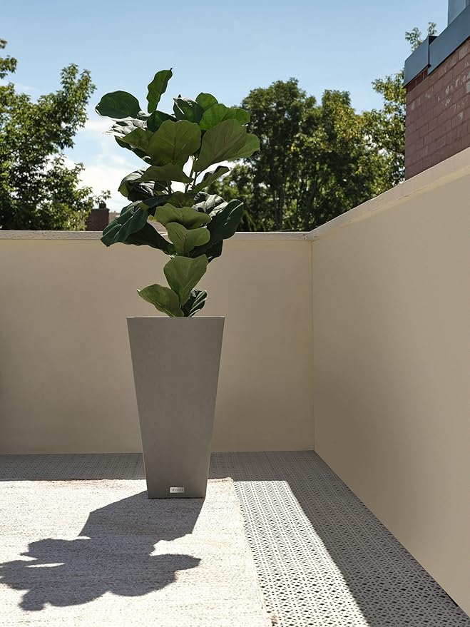 Veradek V-Resin Indoor/Outdoor Taper Planter, 2-Pack (26 inch, Grey)