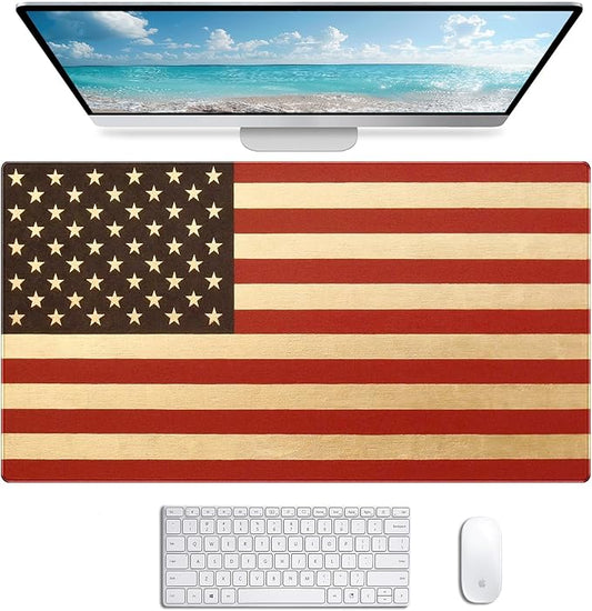American Flag Extended Mouse Pad, Large Gaming Mouse Pad XXL Laptop Mouse Keyboard Pad 35.4 x 15.7-Inch Office Desk Decoration