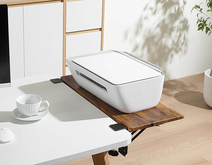 ETHU Ergonomics Desk Extender Tray, 25.5"x11.4" Large Size Foldable Keyboard Drawer Tray Clamp On, Armrest Support for Home and Office (Wood)