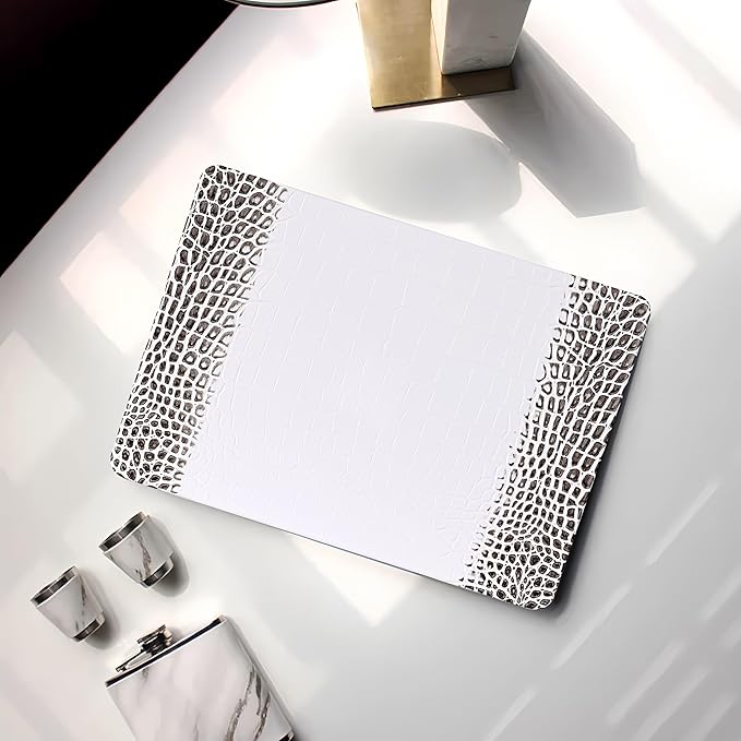 KEROM Compatible with Crocodile MacBook Air 13 Inch Case 2025-2022 M4 M3 M2 A3240 A3113 A2681, Textured Elegant Luxury Aligator Skin Snakeskin PU Leather Hardshell Case & Keyboard Cover, Black White