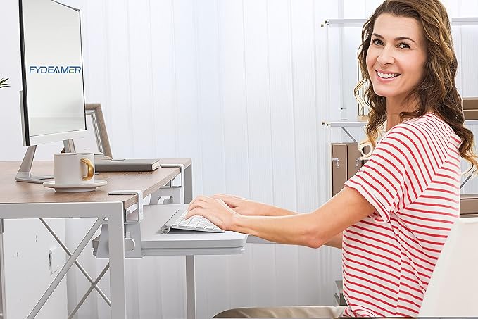 ETHU Keyboard Tray Under Desk, 19.7' X 11.81" Small Size Keyboard Drawer with C Clamp-on Mount Easy to Install, Computer Keyboard Stand Slide Pull Out, Ergonomic Keyboard Tray for Home, Office