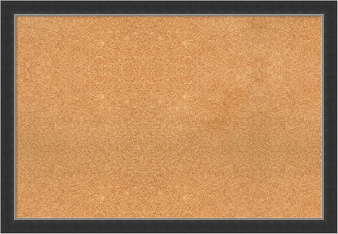 Amanti Art Natural Cork Board for Wall, 27x39 Vision Board with Black Wood Frame, Large Corkboard Office Decor for Home Organization, Modern Contemporary Corkboard Pinboard to display items for home