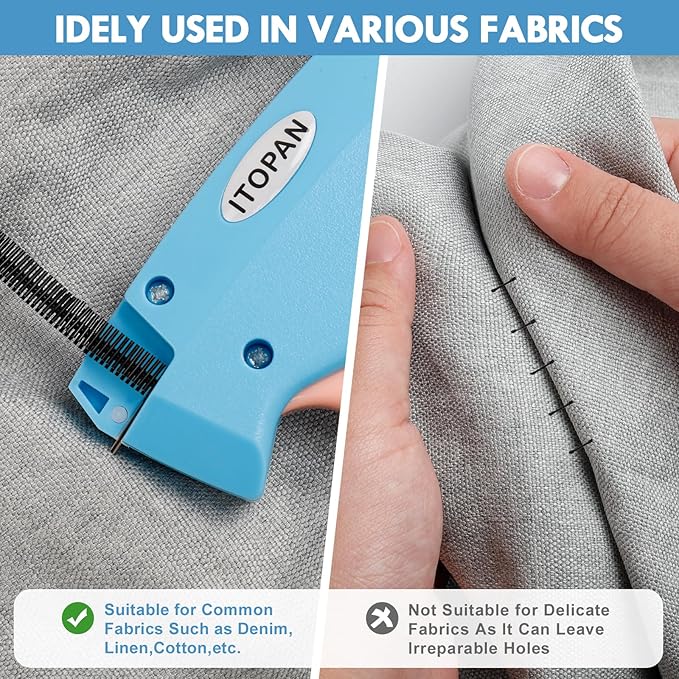 Stitch Gun for Clothes, Tagging Gun for Clothing Quick Fixes - Price Tag Gun with 6 Fine Needle, 1000 Black Fasteners & 1000 White Fasteners DeepSkyBlue1+LightSalmon