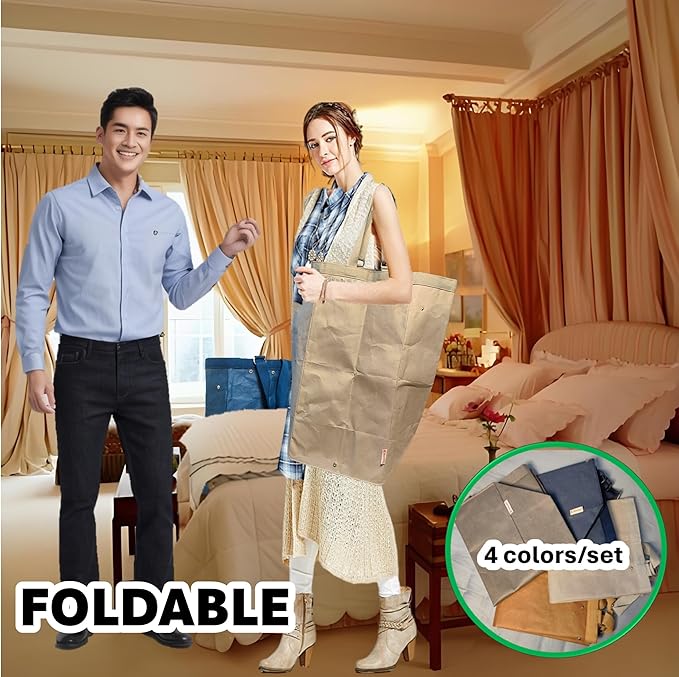 Kitchen Recycling Bin, Large Washable Paper Bags - Sturdy, Foldable, Space-Saving - Multipurpose Trash Can for Kitchen, Garden, and Indoor Use, 4 Colors, 4 Packs/Set