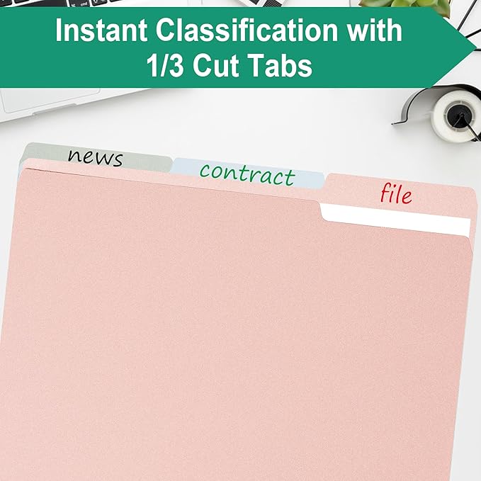 File Folders,100 Pack Manilla Folders 8.5x11,Colored File Folders Home Office School Supplies for Documents Files Paper(7590U)