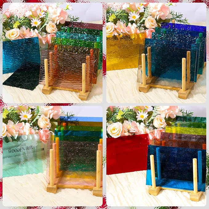 36 Sheets Transparent Stained Glass Sheets, 4 x 6 Inch Mosaic Glass Tiles Bulk for Crafts, Assorted Colors Cathedral Art Glasses Sheets for Stained Glass Making Projects