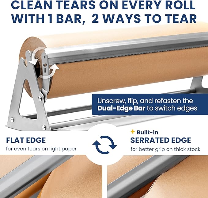 DIY Crew 12 Inch Paper Roll Dispenser and Cutter - Heavy-Duty Wall Mountable, Non Slip Tabletop - Kraft, Freezer, Butcher Paper - Up to 1000ft Rolls