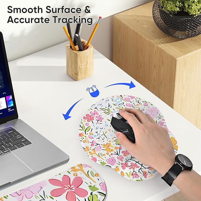 RICHEN Mouse Pad and Keyboard Wrist Rest, 3-in-1 Computer Mousepad and Coaster Set, Non-Slip Keyboard Wrist Rest and Mouse Pad Set Ergonomic Design (YKMWR-54)