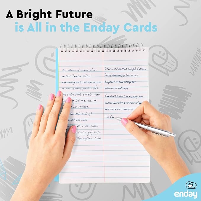 Enday Steno Pads Spiral 6 Pack, 6 x 9, 80 Sheets White Paper, Gregg Rule, Steno Notebook for writing, Assorted Colors, Pink, Purple, Green, Blue, Red, Grey