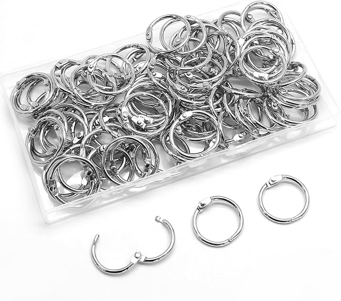 Luomorgo 100 Pcs 3/4 Inch Binder Rings, Nickel Plated Metal Book Rings Silver Paper Rings, Heavy Duty Loose Leaf Binder Rings, Index Cards Rings, Key Rings for Office, Home, School