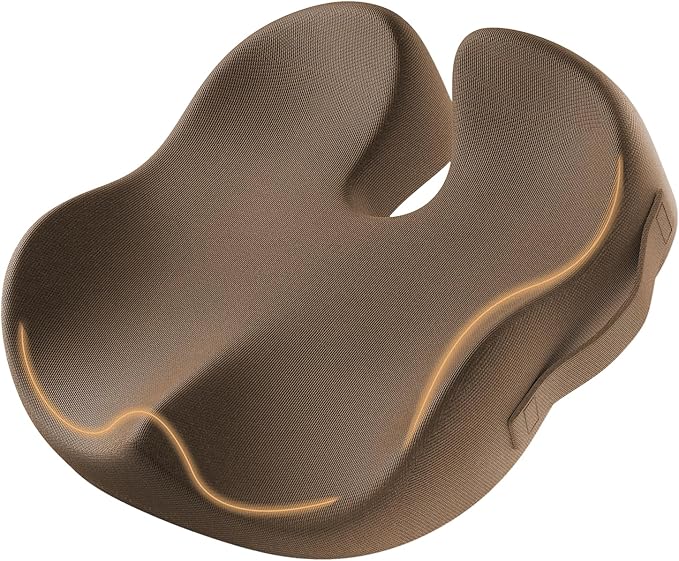 ProtoArc Seat Cushion, Office Chair Cushion for Sciatica, Coccyx Cushion, Ergonomic Memory Foam Seat Cushion for Car, Home, Pressure Relief Pad for Hip, Tailbone, All Day Comfort - Coffee