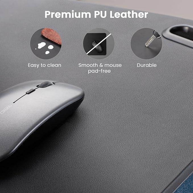 HUANUO Laptop Lap Desk, Fits up to 15.6-Inch Laptops and Tablets, Portable Lap Desk with Cushion, Phone Holder and Storage Bag, Black Lapdesk for Home Office or Dormitory