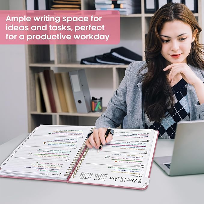 2026 Planner 8.5" x 11", Weekly and Monthly Calendar Planner Book, January 2026 - December 2026, Hardcover Spiral Planner with Monthly Tabs, Notes Pages, Perfect for Women & Men, A4 - Rose Red